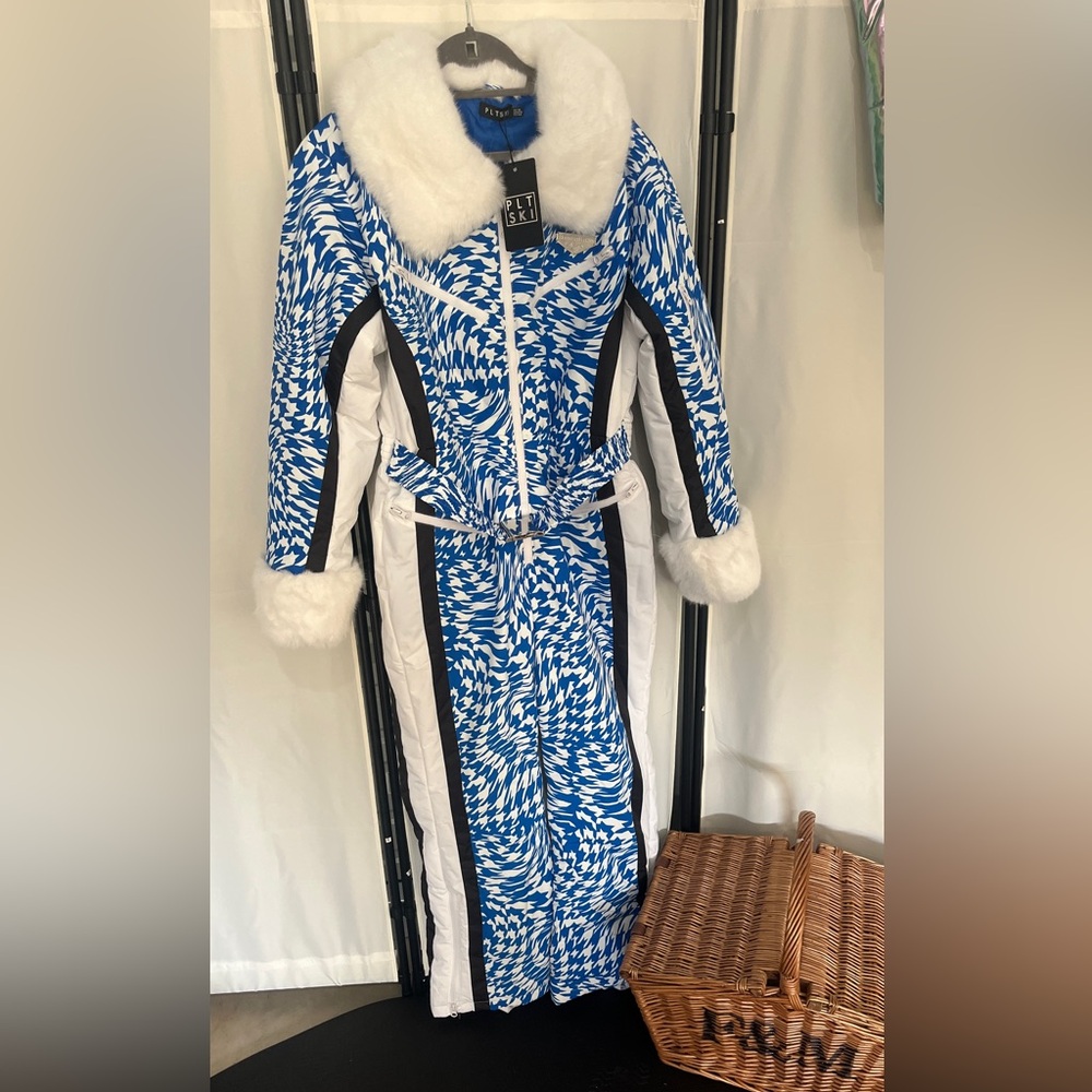 PRETTY LITTLE THING Ski Suit with Faux Fur Cuffs